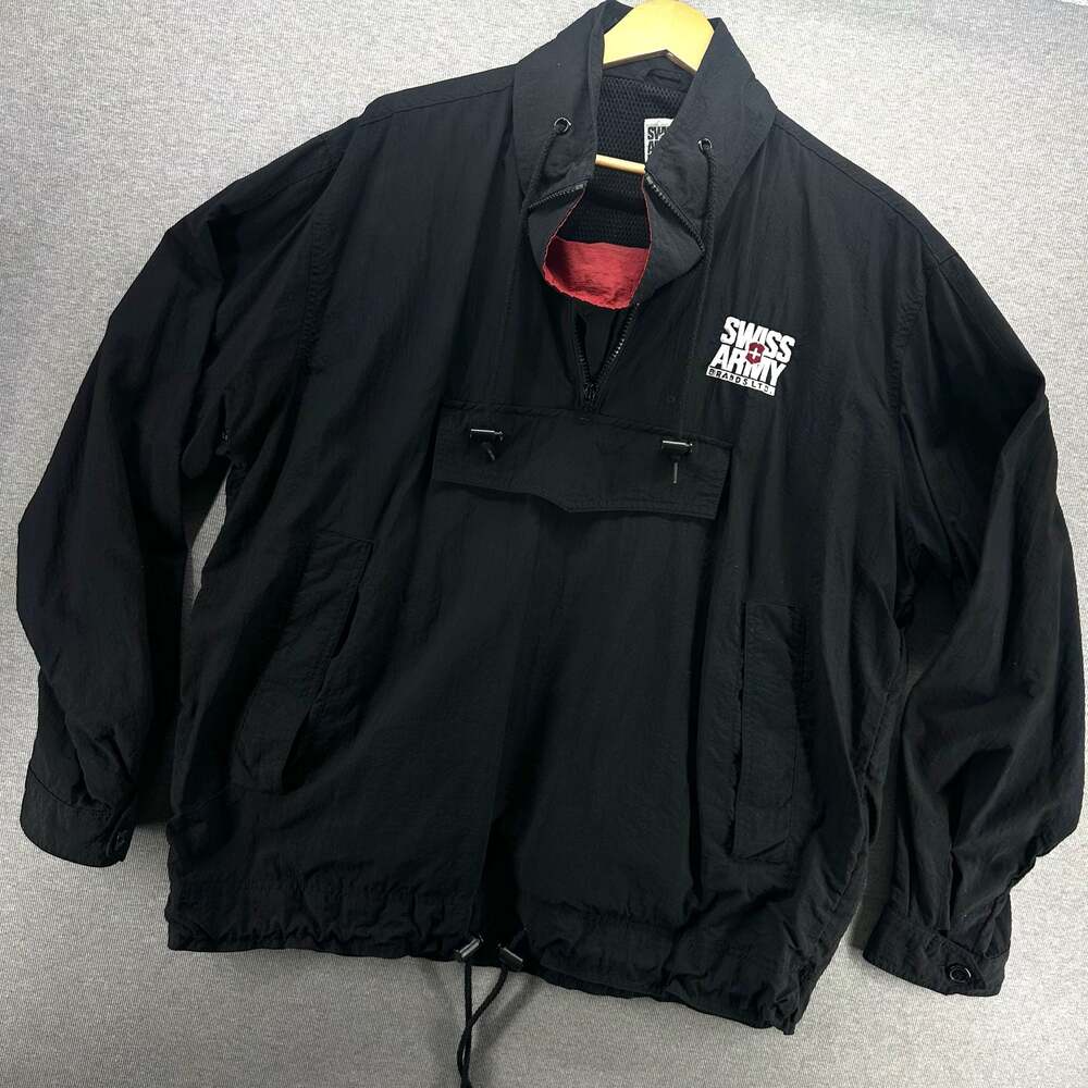 Swiss Army Brands Ltd. Vintage Black Nylon Anorak Windbreaker Jacket Size M